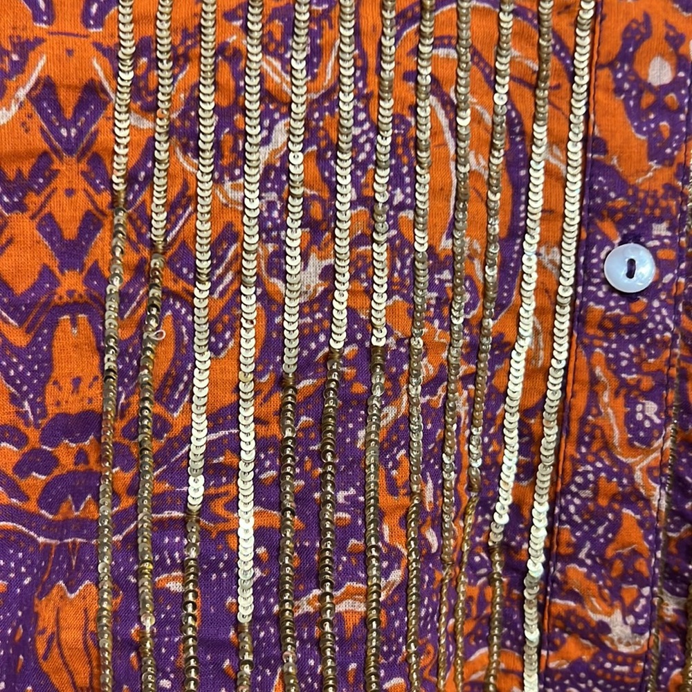 Like New Figue Cotton Maxi Dress with Gold Sequin Overlay Size Medium - Picture 4 of 9
